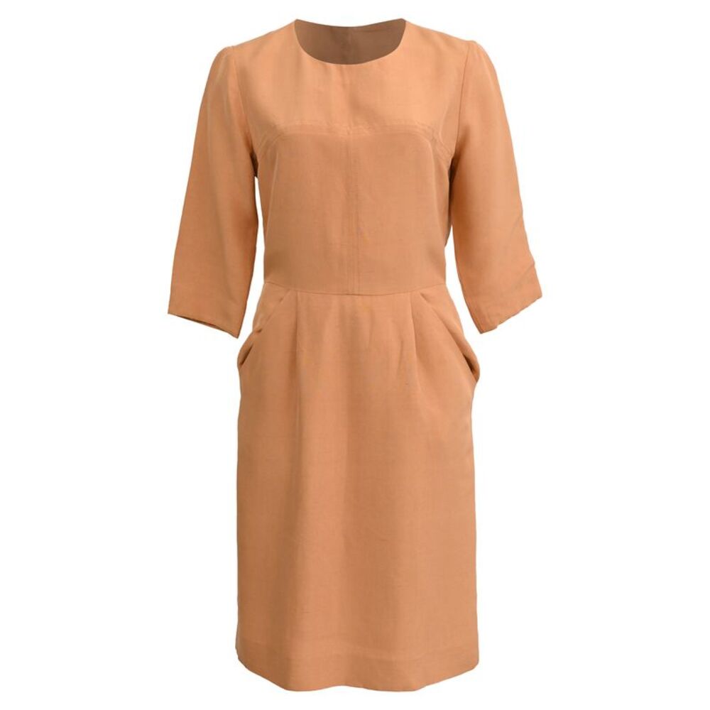 Chloé Half-Sleeved Midi Dress in Peach Silk